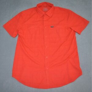 Skinny Water Culture SWC Oysterman Snap Button Up Fishing Shirt Men's L Red